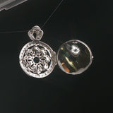 14k White Gold Blue Sapphire and Diamond Vintage Locket Pendant 1.25"