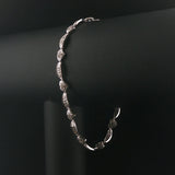 14k White Gold and 0.50cttw Diamond Fancy Heart Link Bracelet 8"