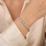 14k White Gold and 0.50cttw Diamond Fancy Heart Link Bracelet 8"
