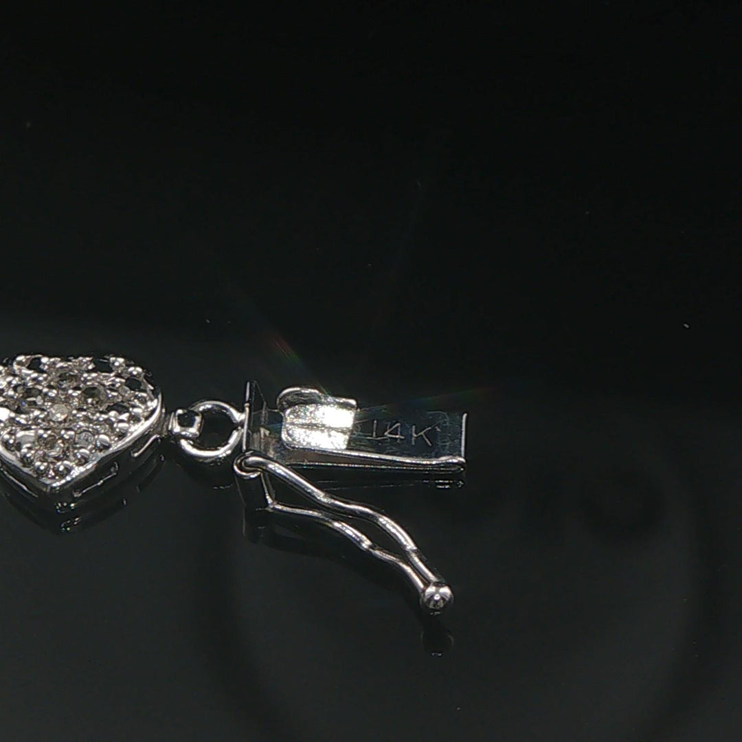 14k White Gold and 0.50cttw Diamond Fancy Heart Link Bracelet 8"