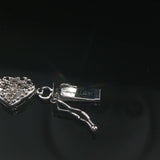 14k White Gold and 0.50cttw Diamond Fancy Heart Link Bracelet 8"