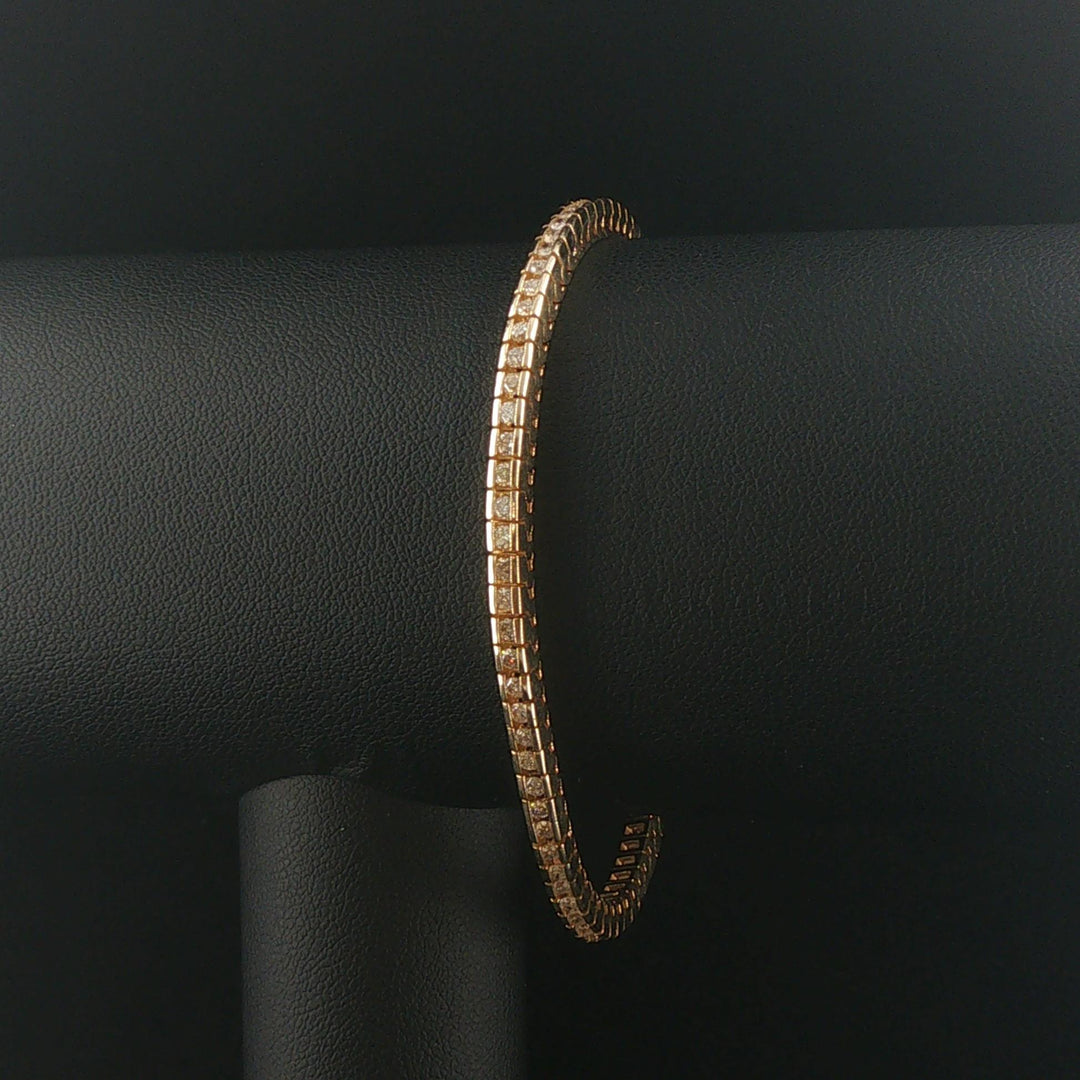 14k Yellow Gold and 2cttw Diamond Channel Set Vintage Tennis Bracelet 7"