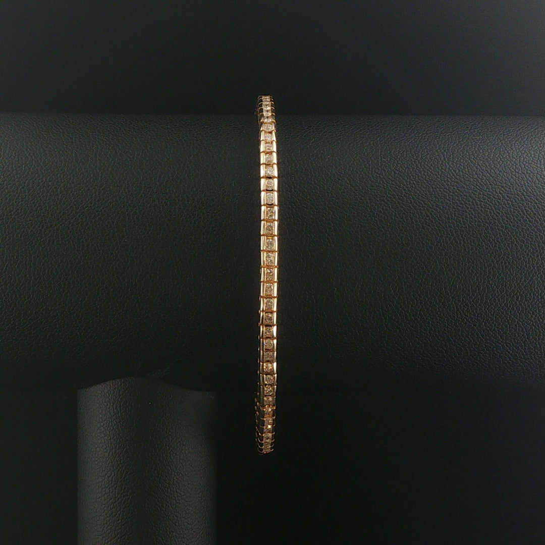 14k Yellow Gold and 2cttw Diamond Channel Set Vintage Tennis Bracelet 7"