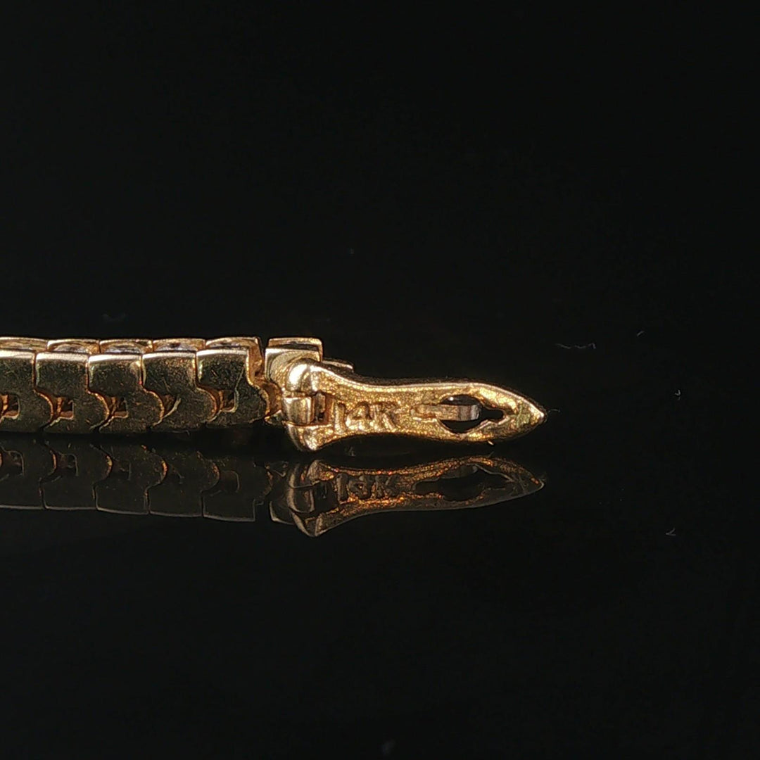 14k Yellow Gold and 2cttw Diamond Channel Set Vintage Tennis Bracelet 7"