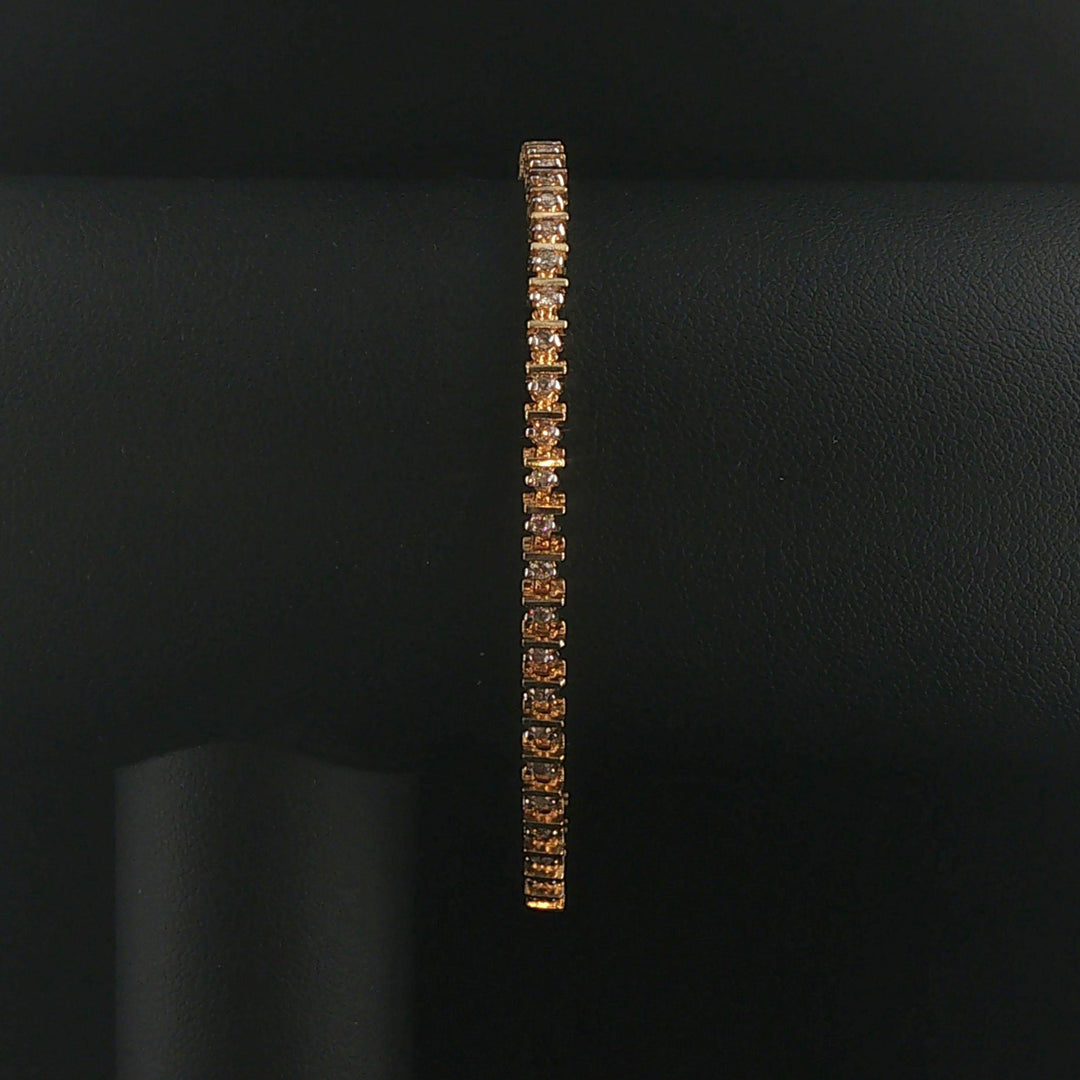 14k Yellow Gold and 0.75cttw Diamond Bar Link Vintage Tennis Bracelet 7"
