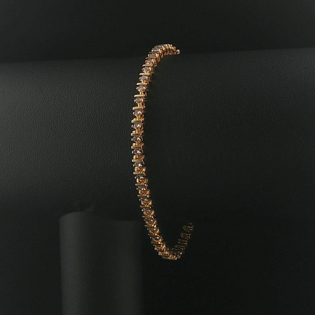 14k Yellow Gold and 0.75cttw Diamond Bar Link Vintage Tennis Bracelet 7"