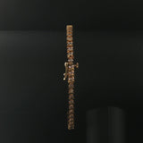 14k Yellow Gold and 0.75cttw Diamond Bar Link Vintage Tennis Bracelet 7"