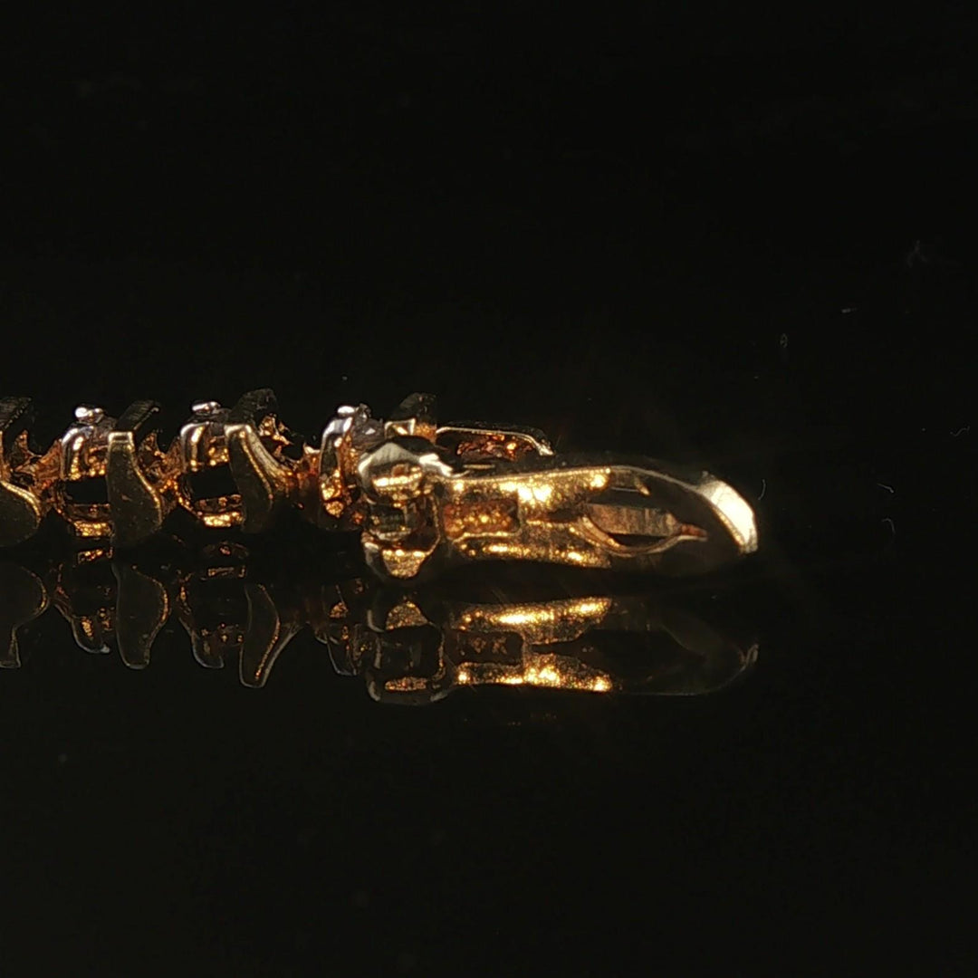 14k Yellow Gold and 0.75cttw Diamond Bar Link Vintage Tennis Bracelet 7"