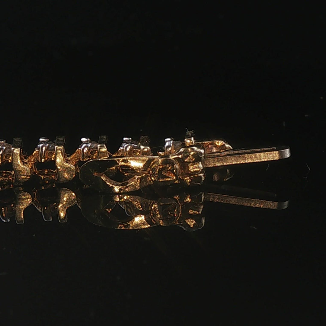 14k Yellow Gold and 0.75cttw Diamond Bar Link Vintage Tennis Bracelet 7"