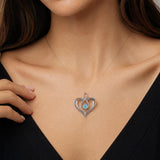 14k White Gold Opal and Diamond Vintage Heart Pendant 1"