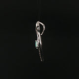 14k White Gold Opal and Diamond Vintage Heart Pendant 1"