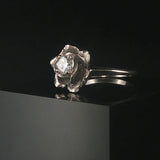 14k White Gold and 0.50ct Round Cut Diamond Vintage Rose Ring Size 8