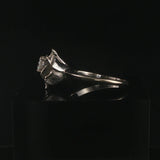 14k White Gold and 0.50ct Round Cut Diamond Vintage Rose Ring Size 8