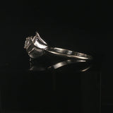 14k White Gold and 0.50ct Round Cut Diamond Vintage Rose Ring Size 8