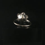 14k White Gold and 0.50ct Round Cut Diamond Vintage Rose Ring Size 8