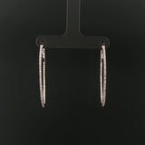 14k White Gold and 1cttw Diamond Inside Out Hoop Earrings 1.5"
