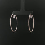 14k White Gold and 1cttw Diamond Inside Out Hoop Earrings 1.5"