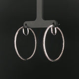 14k White Gold and 1cttw Diamond Inside Out Hoop Earrings 1.5"