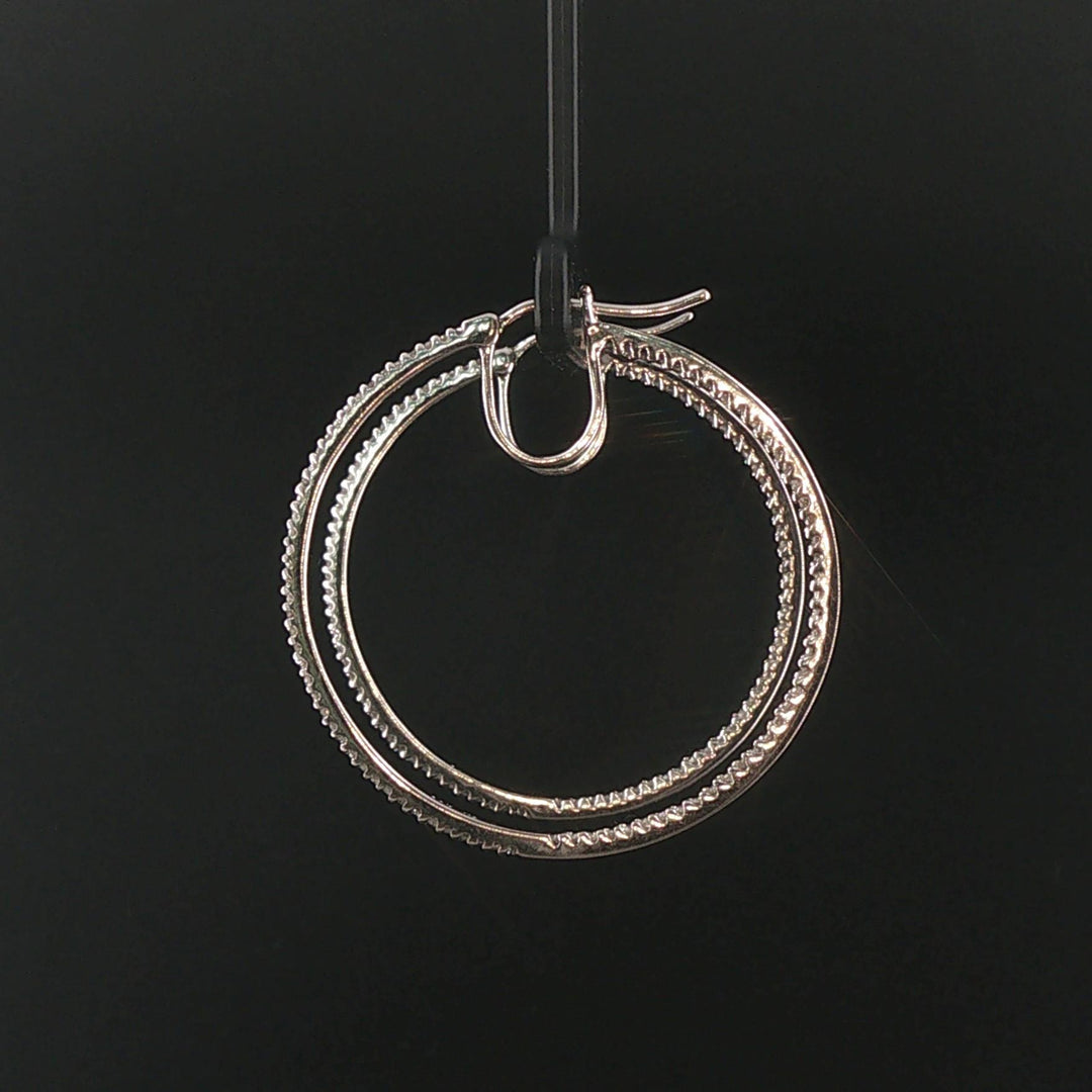 14k White Gold and 1cttw Diamond Inside Out Hoop Earrings 1.5"