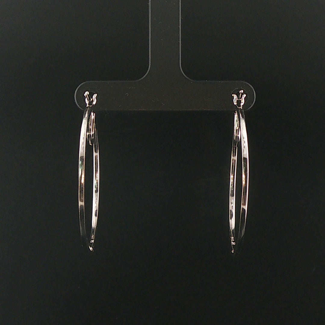14k White Gold and 1cttw Diamond Inside Out Hoop Earrings 1.5"