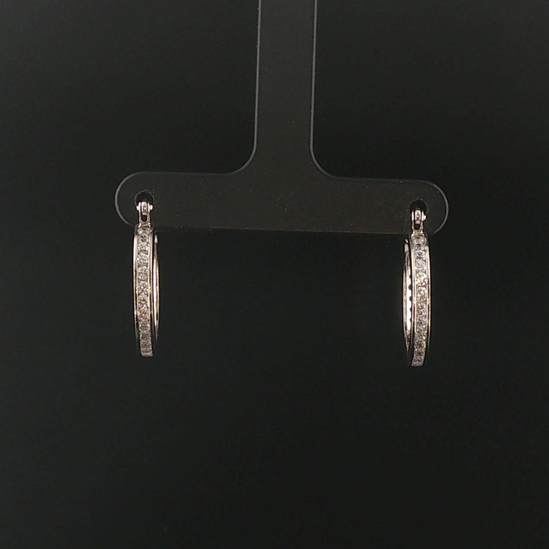 14k White Gold and 1cttw Diamond Eternity Hoop Earrings