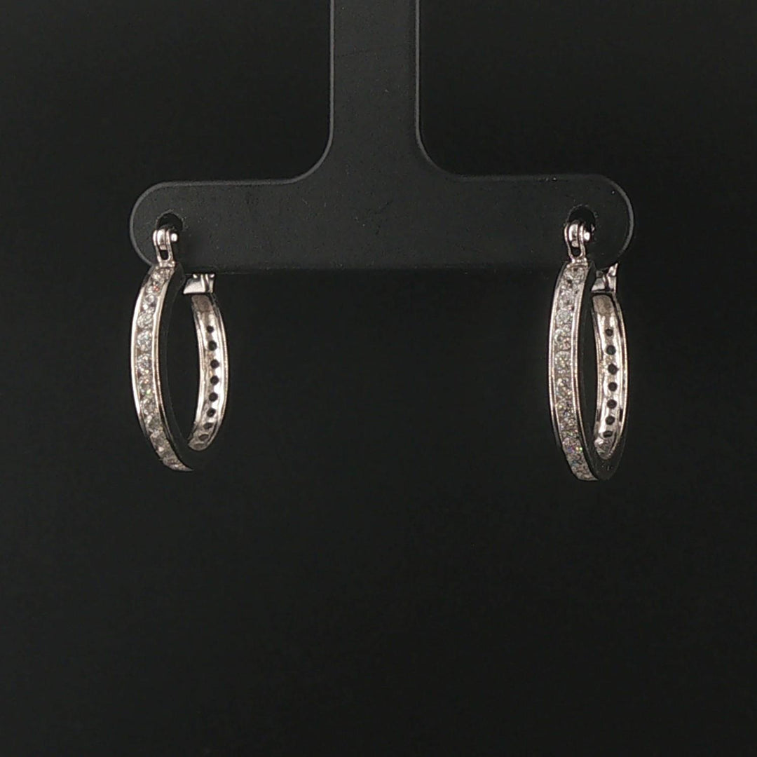 14k White Gold and 1cttw Diamond Eternity Hoop Earrings