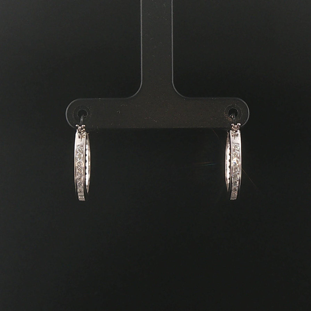 14k White Gold and 1cttw Diamond Eternity Hoop Earrings
