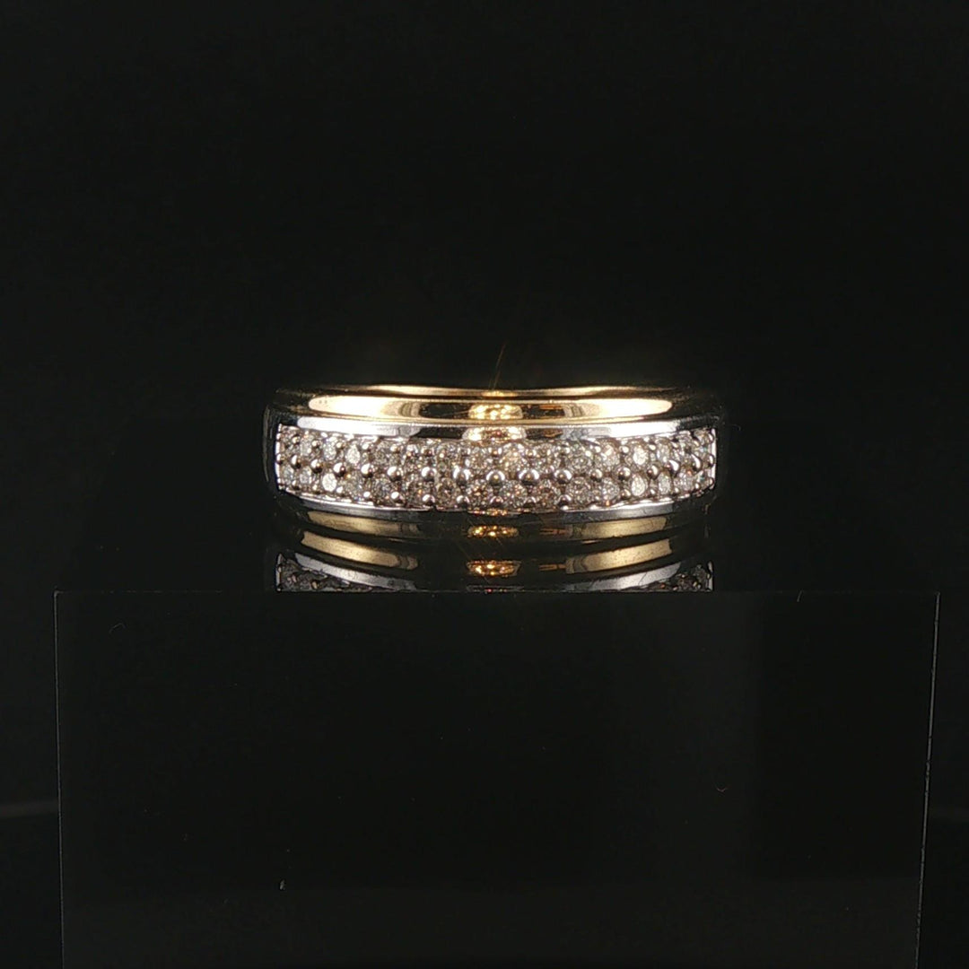 14k Yellow and White Gold 0.40cttw Diamond Men's 7mm Band Ring Size 9.5
