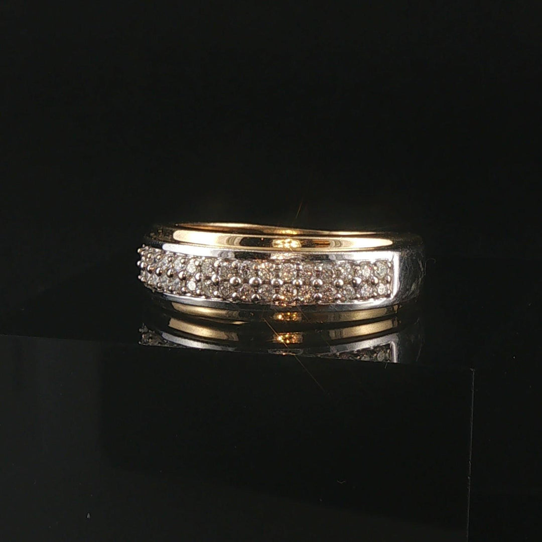 14k Yellow and White Gold 0.40cttw Diamond Men's 7mm Band Ring Size 9.5