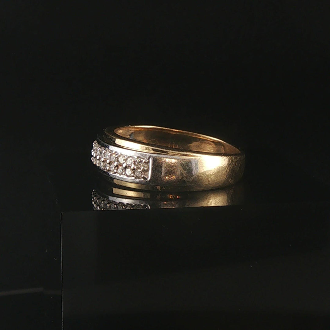 14k Yellow and White Gold 0.40cttw Diamond Men's 7mm Band Ring Size 9.5