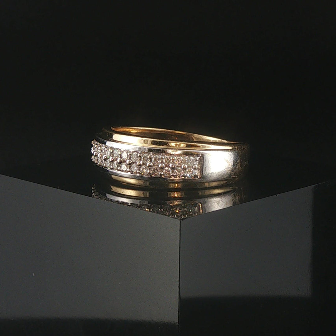 14k Yellow and White Gold 0.40cttw Diamond Men's 7mm Band Ring Size 9.5