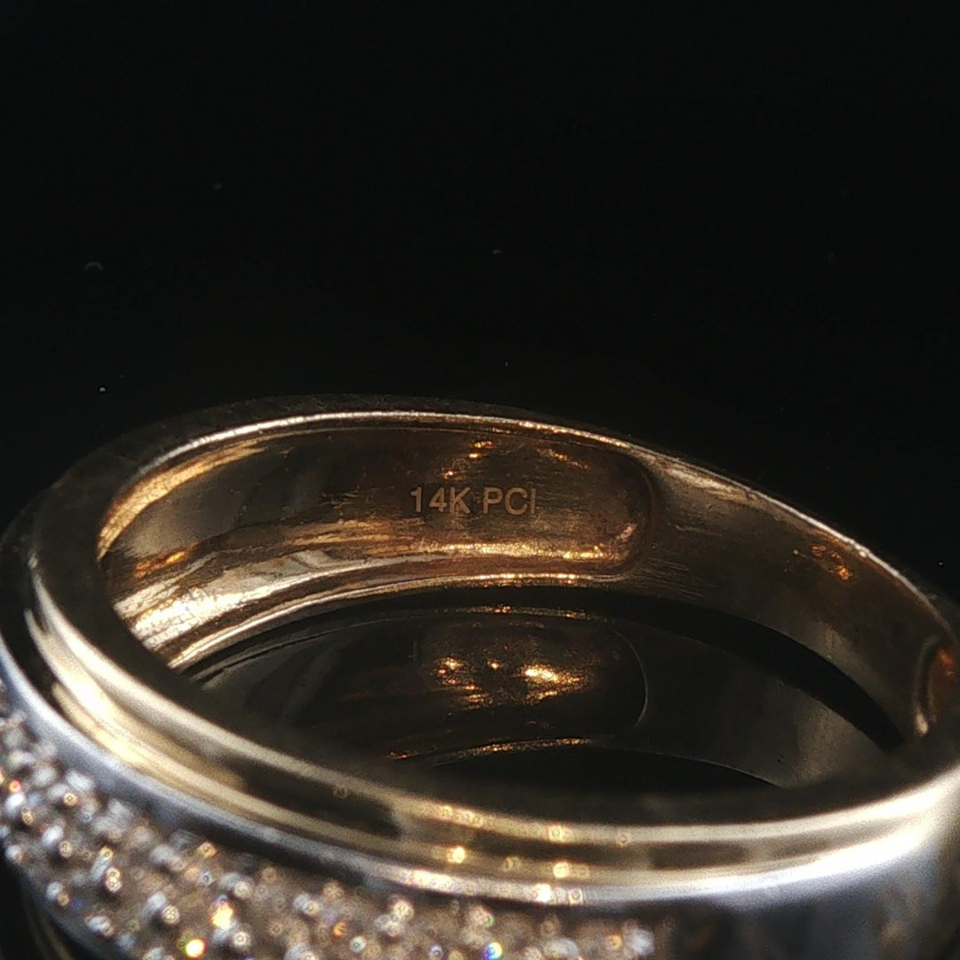 14k Yellow and White Gold 0.40cttw Diamond Men's 7mm Band Ring Size 9.5