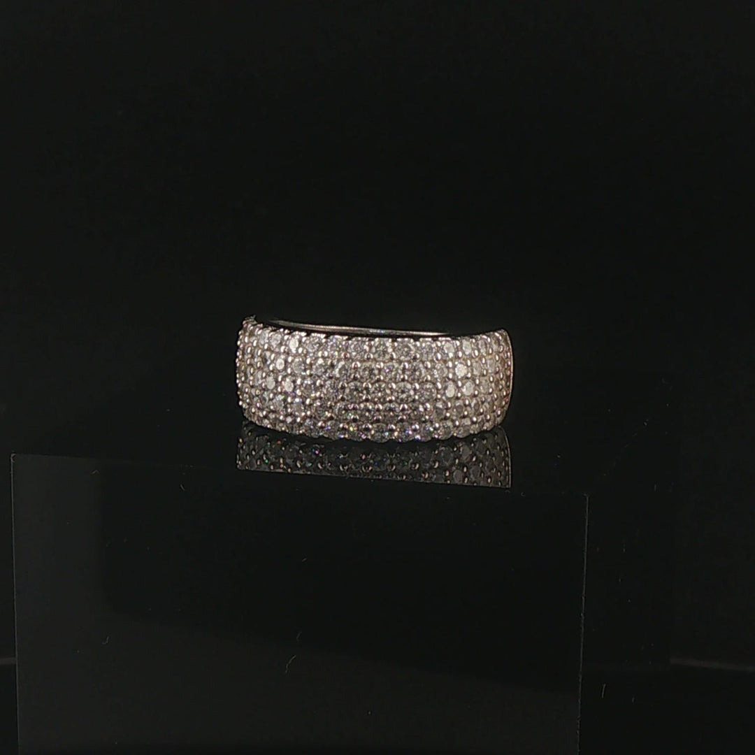 14k White Gold and Pave Set Cubic Zirconia Ladies Band Ring Size 5.75