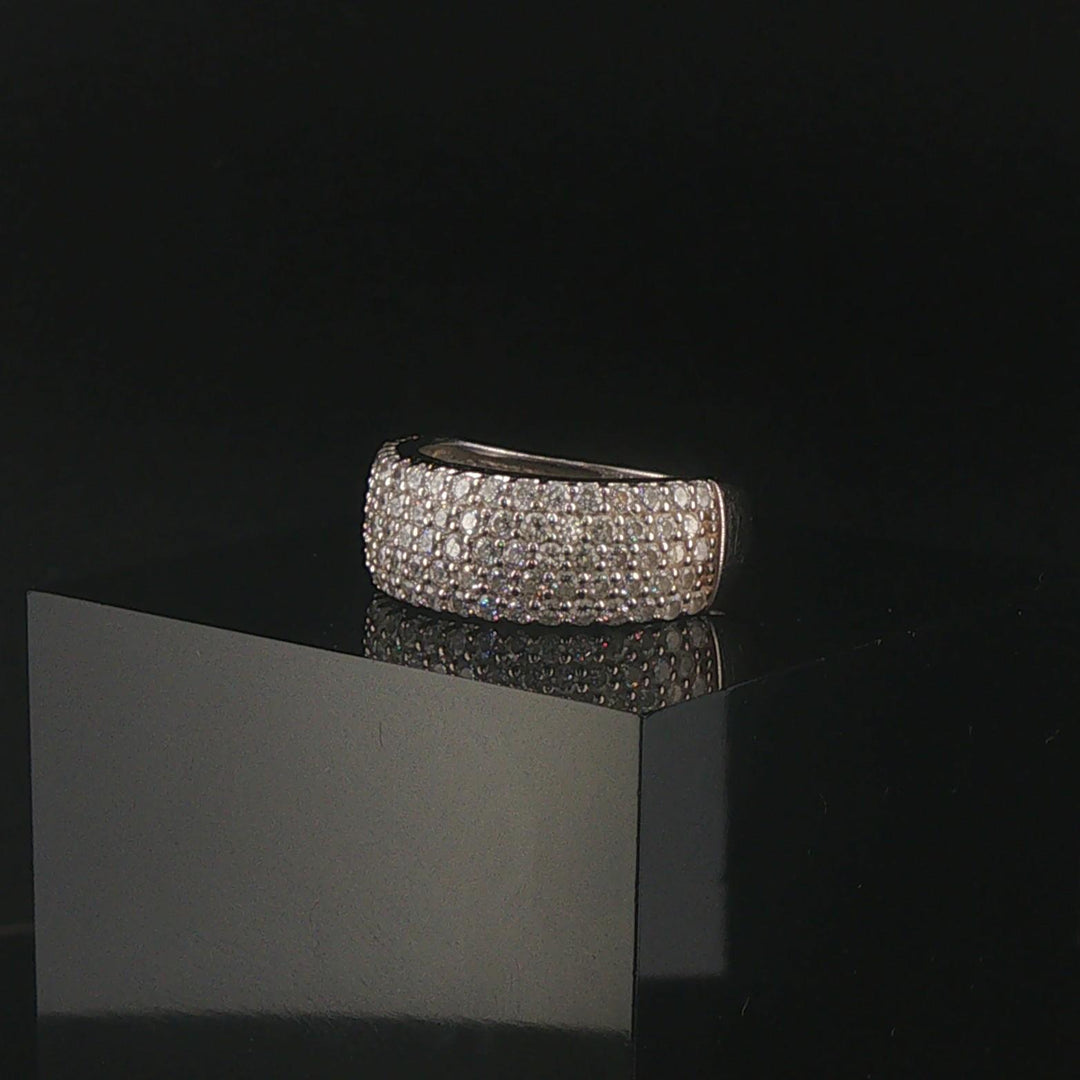14k White Gold and Pave Set Cubic Zirconia Ladies Band Ring Size 5.75