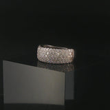 14k White Gold and Pave Set Cubic Zirconia Ladies Band Ring Size 5.75