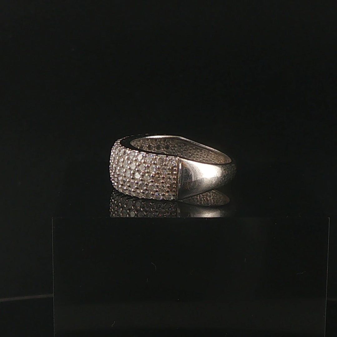 14k White Gold and Pave Set Cubic Zirconia Ladies Band Ring Size 5.75