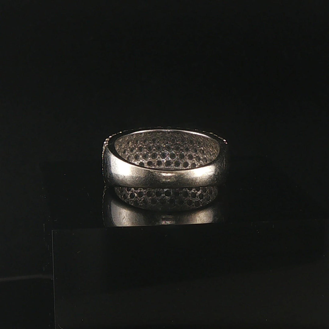14k White Gold and Pave Set Cubic Zirconia Ladies Band Ring Size 5.75