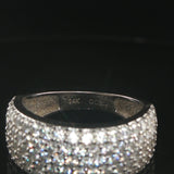 14k White Gold and Pave Set Cubic Zirconia Ladies Band Ring Size 5.75