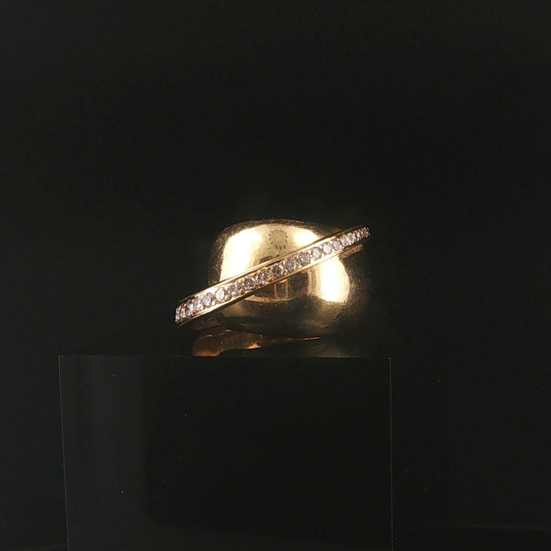 14k Yellow Gold and 0.75cttw Diamond Heavy Abstract Retro Ring Size 8