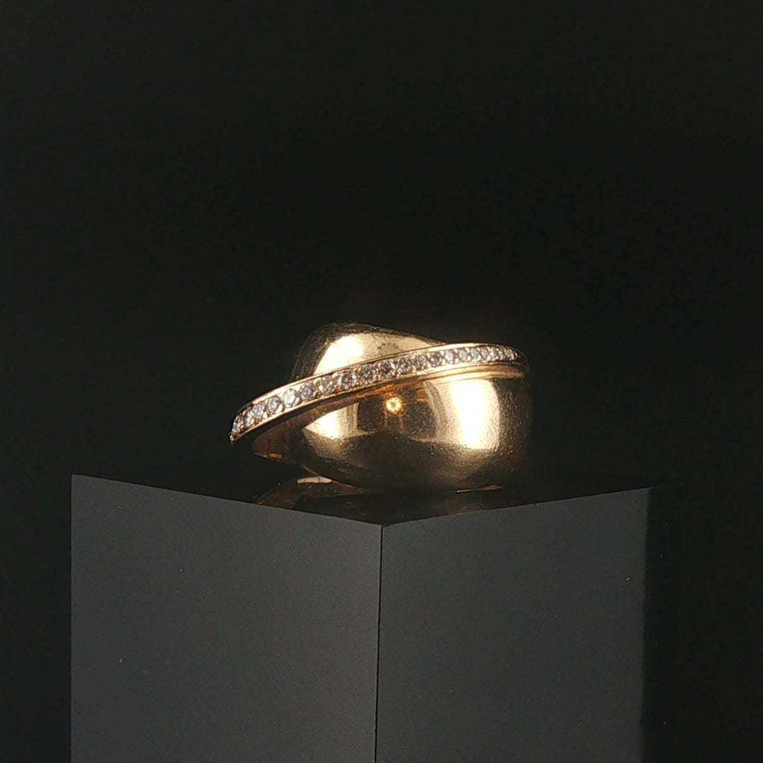 14k Yellow Gold and 0.75cttw Diamond Heavy Abstract Retro Ring Size 8