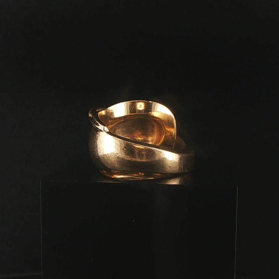 14k Yellow Gold and 0.75cttw Diamond Heavy Abstract Retro Ring Size 8