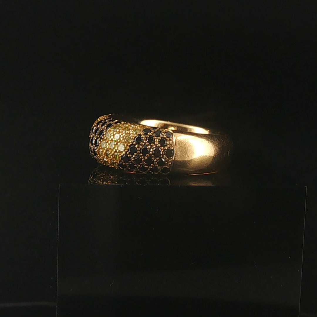 18k Yellow Gold and 1cttw Blue and Yellow Diamond Heavy Band Ring Size 7.5