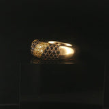 18k Yellow Gold and 1cttw Blue and Yellow Diamond Heavy Band Ring Size 7.5