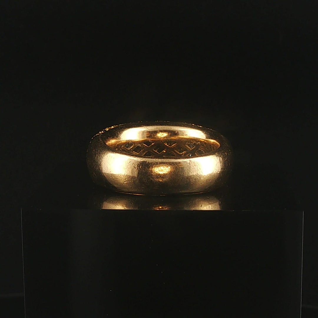 18k Yellow Gold and 1cttw Blue and Yellow Diamond Heavy Band Ring Size 7.5