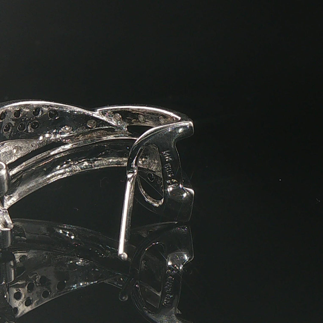 14k White Gold and 0.20cttw White and Black Diamond Huggie Earrings