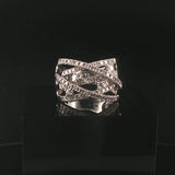 14k White Gold and 0.85cttw Diamond Crossover Band Ring Size 7.25