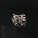 14k White Gold and 0.85cttw Diamond Crossover Band Ring Size 7.25