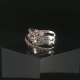 14k White Gold and 0.85cttw Diamond Crossover Band Ring Size 7.25