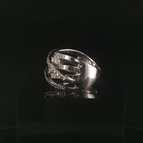 14k White Gold and 0.85cttw Diamond Crossover Band Ring Size 7.25