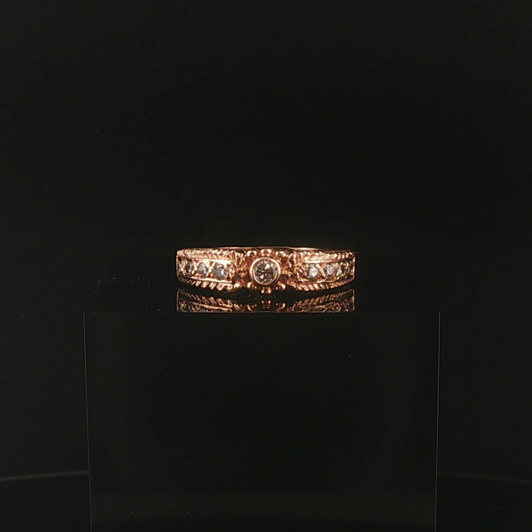 14k Rose Gold and 0.25cttw  Diamond Vintage Band Ring Size 8